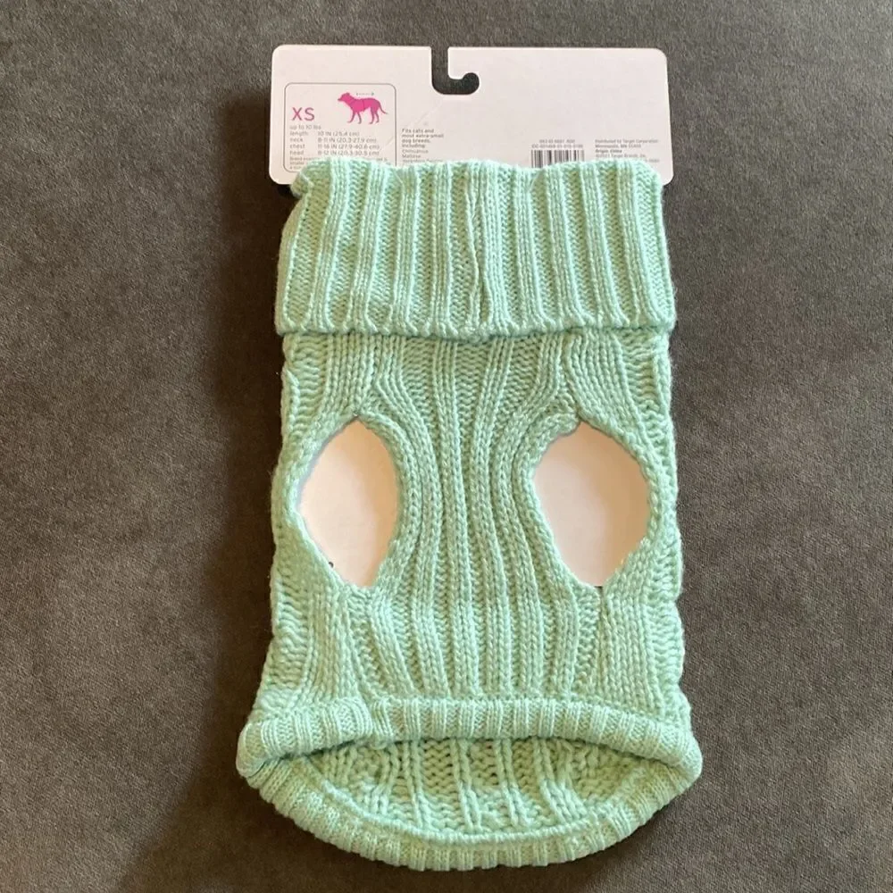 Boots & Barkley Green Pet Sweater Dog Cat Extra Small (for Pets up to 10lbs) NEW